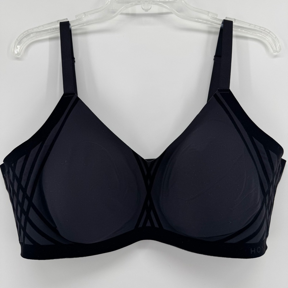 Honeylove Bra‎ Womens 1X Vamp Black Velvet Wire-Free Bonded Wireless